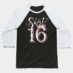 Womens Sweet 16 Shirt I Rose Gold Balloon Decoration Outfit Baseball T-Shirt